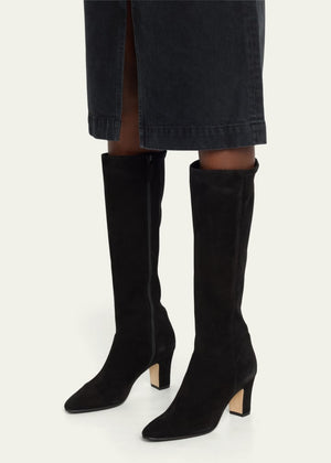 Pitana Suede Block-Heel Knee Boots