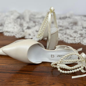 Ankle Bridal Shoes/ Handmade ivory Shoes