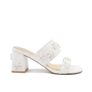 BLOOM MULES - PEARL FLOWER IVORY BRIDAL SHOES