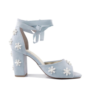 MELODY - BLUE PEARL FLOWER BRIDAL SHOES