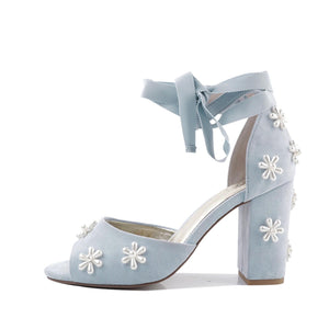 MELODY - BLUE PEARL FLOWER BRIDAL SHOES