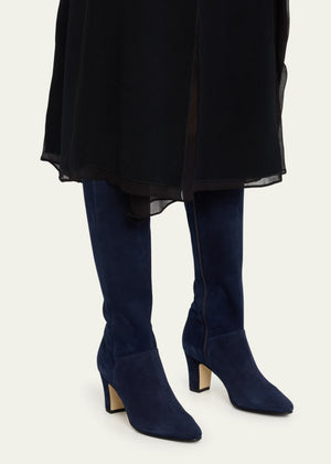 Pitana Suede Block-Heel Knee Boots