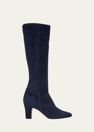 Pitana Suede Block-Heel Knee Boots