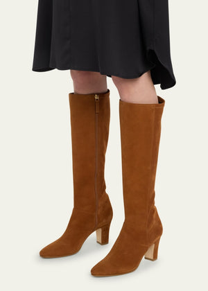 Pitana Suede Block-Heel Knee Boots