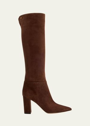 Piper Suede Block-Heel Knee Boots