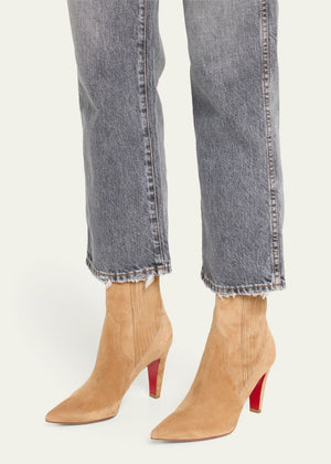 Suede Stiletto Red Sole Chelsea Booties