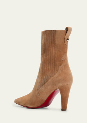 Suede Stiletto Red Sole Chelsea Booties