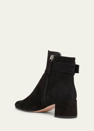 Tres Vivier Suede Buckle Ankle Booties