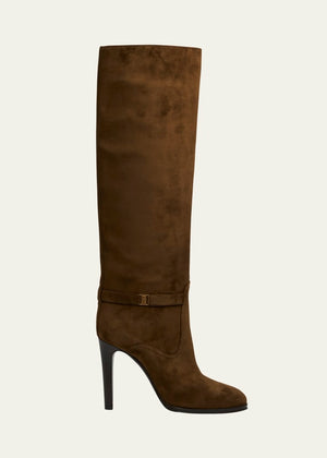 Diane Suede YSL Buckle Knee Boots