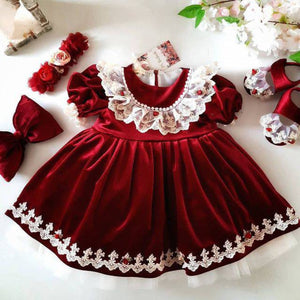 Rose Red Flower Girl Dress