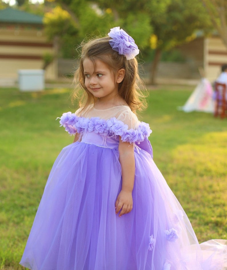 Dark purple flower girl dresses best sale