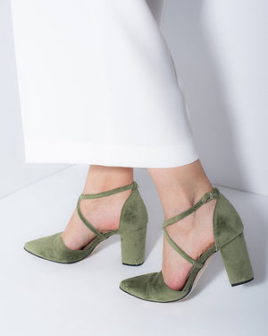 Green velvet wedding shoes