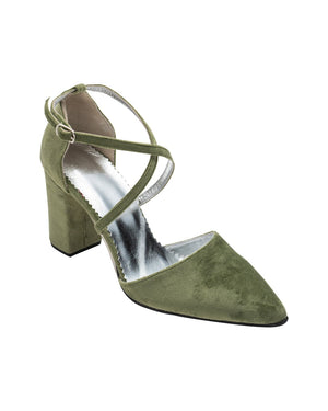 Green velvet wedding shoes