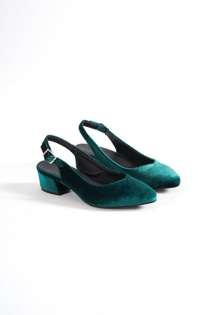 GREEN Boho Low Block Heels