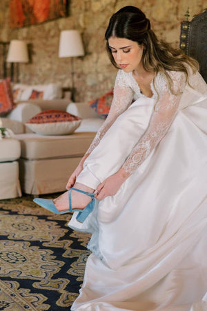 Wedding shoes for bride blue