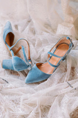 Wedding shoes for bride blue