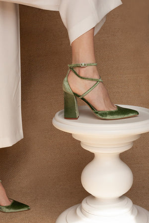 Green Velvet Bridal Heels