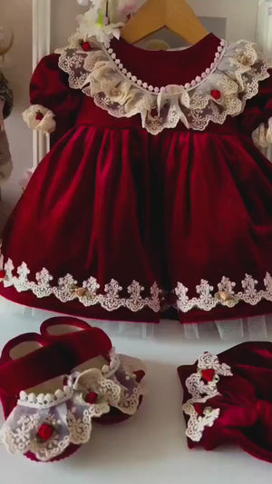 Rose Red Flower Girl Dress