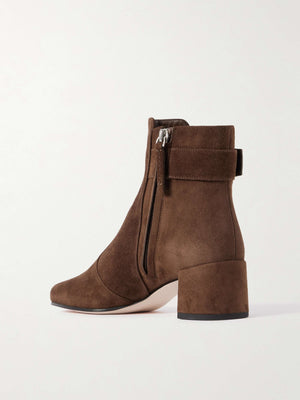 Tres Vivier Suede Buckle Ankle Booties