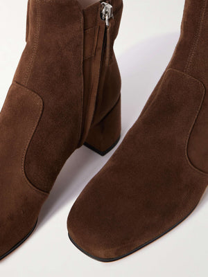 Tres Vivier Suede Buckle Ankle Booties